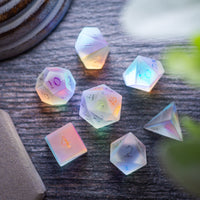 Gemstone Raised Dichroic Glass Polyhedral Dice (With Box) Dice Set