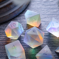 Gemstone Raised Dichroic Glass Polyhedral Dice (With Box) Dice Set