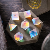 Gemstone Raised Dichroic Glass Polyhedral Dice (With Box) Dice Set