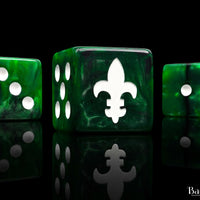 Fleur De Lis Green 16mm Dice