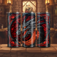 Black and Red Dragon 20oz Tumbler Set