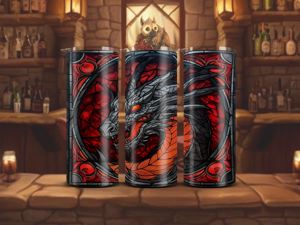 Black and Red Dragon 20oz Tumbler Set