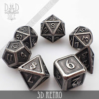 3D Retro Metal Dice Set