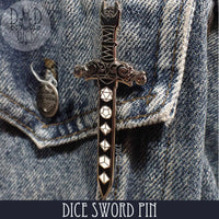 Dice Sword Enamel Pin