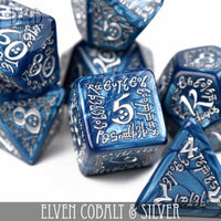 Elven Cobalt & Silver Dice Set