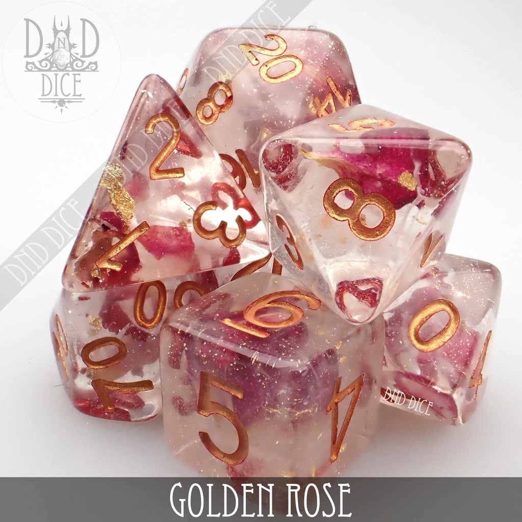 Golden Rose Dice Set