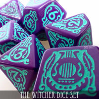 The Witcher Dice Set and Coin - Dandelion / Jaskier