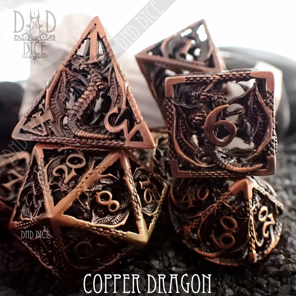 Copper Dragon Hollow Metal Dice Set (Gift Box)