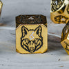 Wolves' Den White, Black, and Gold Metal Dice Set