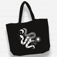 Witchwood Bags: Beach Bag / XL Tote Bag - "celestial snakes"