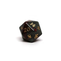 Stone D20 Dice - African Bloodstone - Signature Font