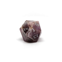 Stone D20 Dice - Amethyst - Signature Font