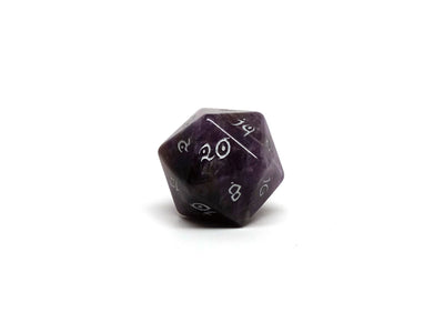 Amethyst D20 Dice Single - Elvenkind Font