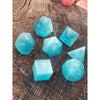 Aqua Blue Cat's Eye Stone Dice Set