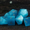 Aqua Blue Cat's Eye Stone Dice Set