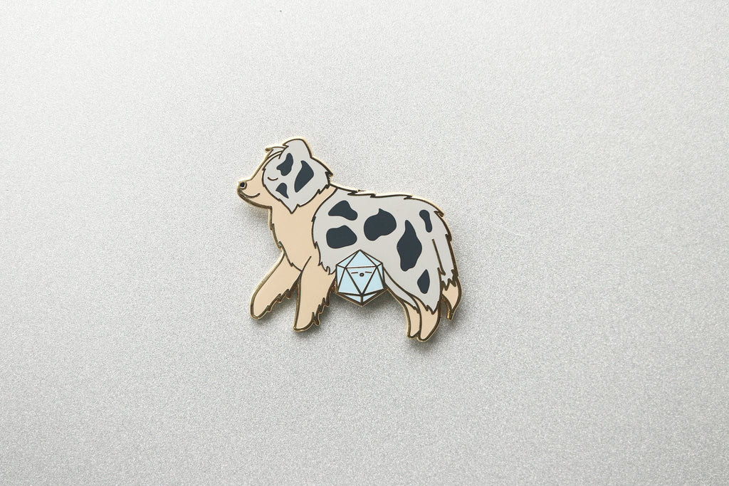 Australian Shepherd D20 Dice Buddy Enamel Pin