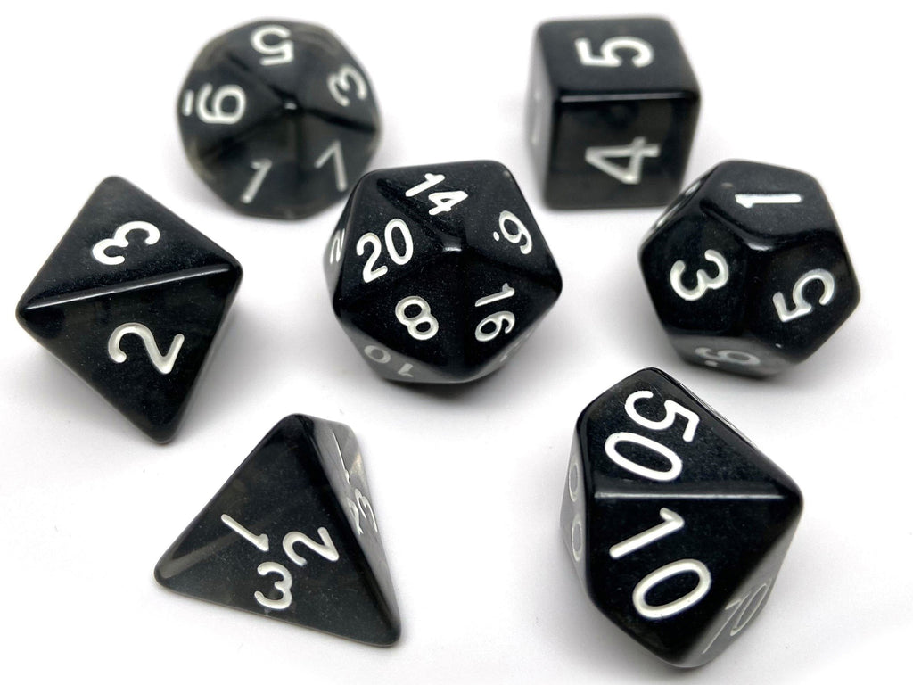 Black Opaque Dice - 7 Piece Set