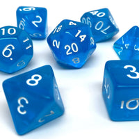 Blue Translucent Dice - 7 Piece Set