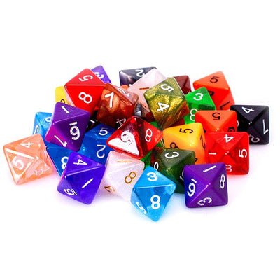 8 Sided Dice | 25 Count Assorted Multi Colored D8s