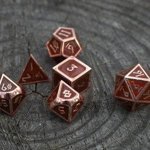 Elder Runes Hickory And Bronze Metal Dice Set