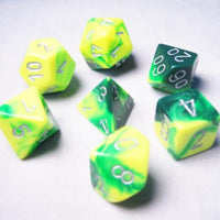 Gemini 6 Polyhedral Green Yellow/Silver 7-Die Set
