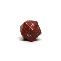 Stone D20 Dice - Goldstone - Elvenkind Font