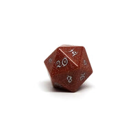 Stone D20 Dice - Goldstone - Elvenkind Font