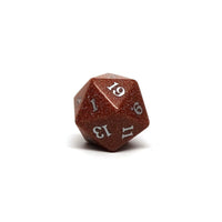 Stone D20 Dice - Goldstone - Signature Font