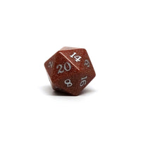 Stone D20 Dice - Goldstone - Signature Font