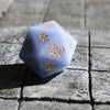 Hand Carved  Gemstone Blue Lace Agate Eye Stone (And Box) Polyhedral Dice Set