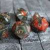 Gemstone  African Bloodstone Hand Carved Polyhedral Dice Set