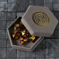 Health Potion Red Zircon Glass (And Box) Polyhedral Dice Set