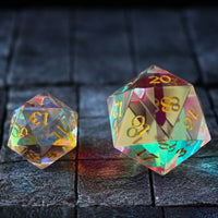 Large Dragon Egg Dichroic Glass D20 Gemstone Dice