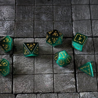 Dragon Shield Gemstone Green Cats Eye Stone (And Box) Polyhedral Dice Set