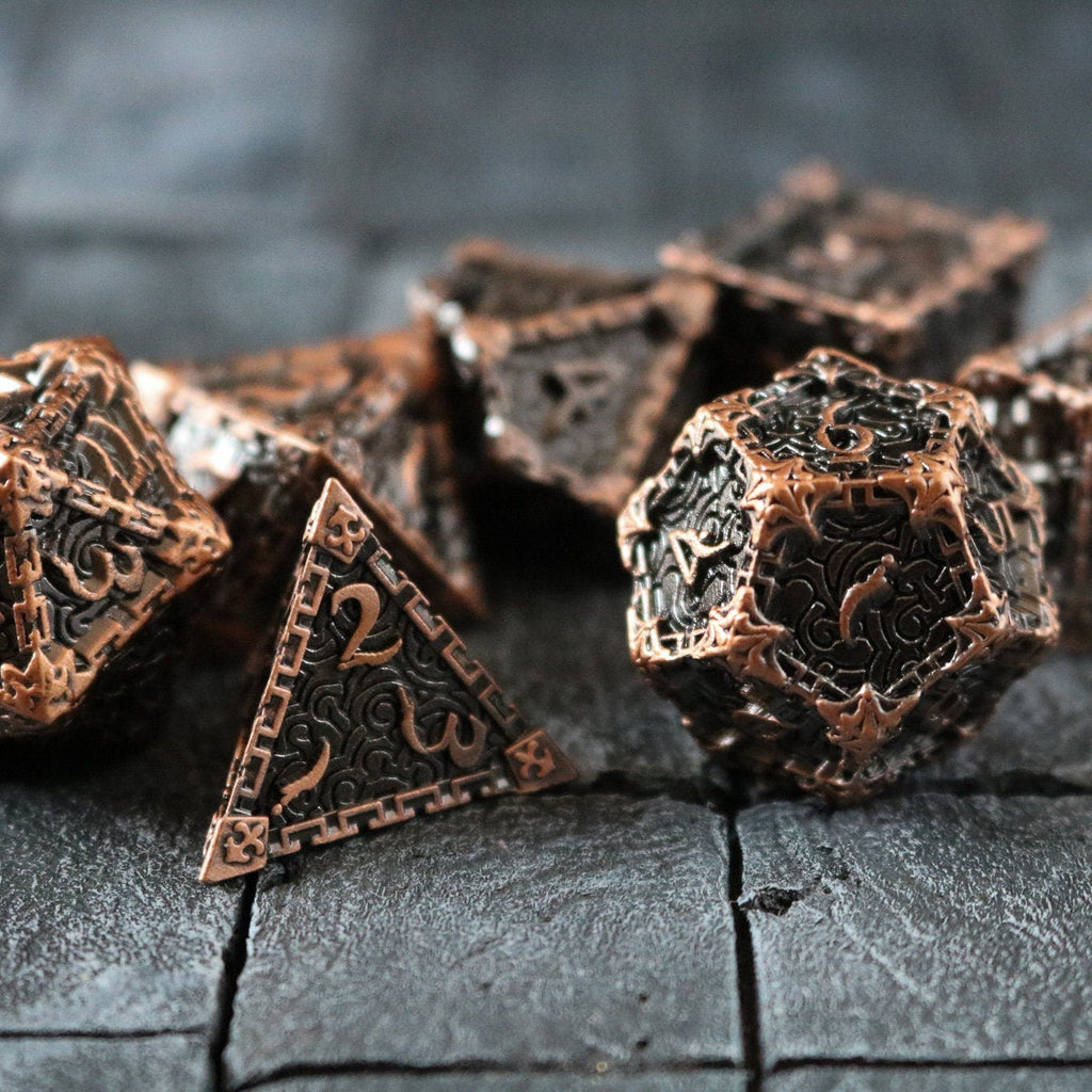 Copper Dagger Metal Dice Set