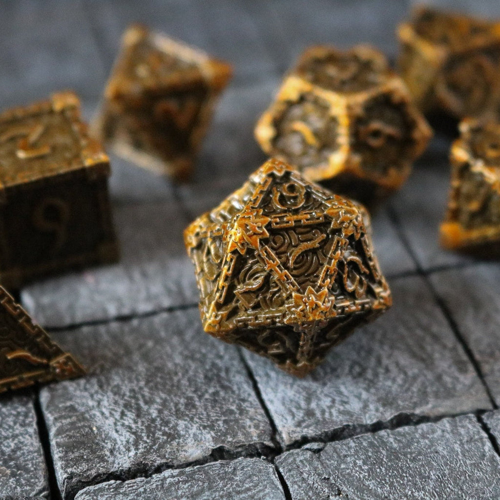 Dagger Metal Dice Set Gold Dice Set