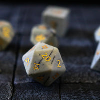 Gemstone Jasper Hand Carved Polyhedral Dice (And Box) DnD Dice Set