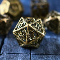 Dragon Flight Hollow Metal Dice Set Gold Tabletop Gaming