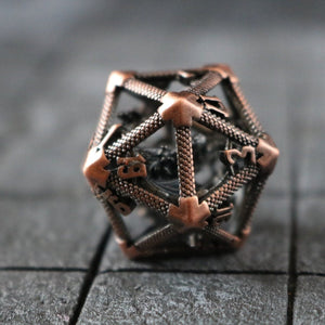 Large Caged Dragon D20 DND Copper Dice