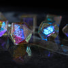 Dragon Shield  Gemstone Dichroic Glass Polyhedral Dice (With Box)