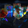 Dragon Shield  Gemstone Dichroic Glass Polyhedral Dice (With Box)