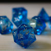 Blue Glitter Liquid Core Handmade Sharp Edge Resin Dice Set