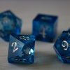 Blue Glitter Liquid Core Handmade Sharp Edge Resin Dice Set