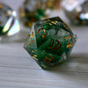 Green Glitter Liquid Core Handmade Sharp Edge Resin Dice Set