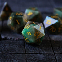 Green Gemstone Emerald Polyhedral Dice Set (With Box)