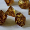 Gold Honey Lightning Glass Cracked Glass (And Box) Polyhedral Dice Set