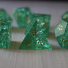 Green Lightning Glass Cracked Glass (And Box) Polyhedral Dice Set