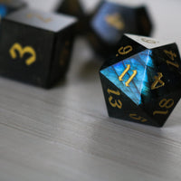 Labradorite Gemstone Dice (And Box) Polyhedral Dice Set