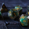 Green Gemstone Emerald Polyhedral Dice Set (With Box)