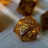 Gold Honey Lightning Glass Cracked Glass (And Box) Polyhedral Dice Set